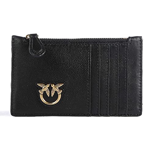 Pinko Damen Reiher Cardholder Sheep Nappa Reisezubehör-Kartenhüllen für Reisende, Z99q_schwarz-Antique Gold von Pinko