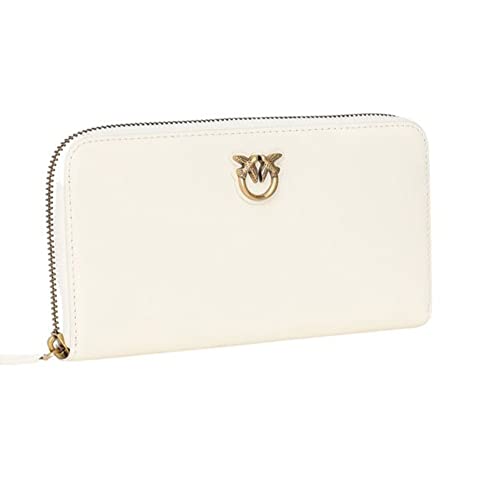 Pinko Damen Ryder Zip Around Kalbsleder Reisezubehör-Brieftasche, Z14q_Seide-Antik-Gold von Pinko