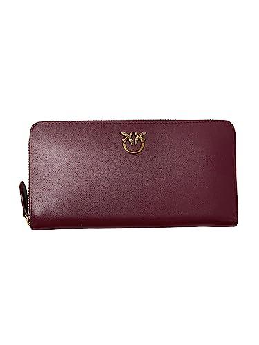Pinko Damen Ryder Zip Around Kalbsleder Seide Reisezubehör-Brieftasche, Ww5q_Cassis Intenso-Antique Gold von Pinko