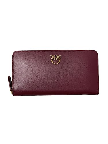 Pinko Damen Ryder Zip Around Kalbsleder Seide Reisezubehör-Brieftasche, Ww5q_Johannisbeere Intenso-Antique Gold von Pinko