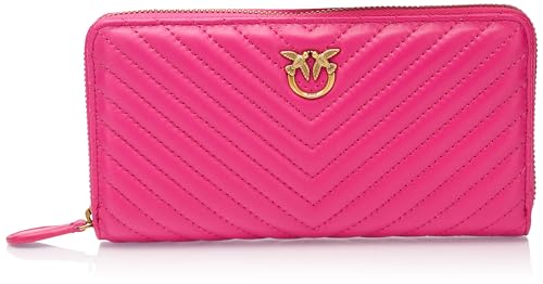 Pinko Damen Ryder Zip Around Sheep Nappa Chevron Reisezubehör-Brieftasche, N17q_pink Antique Gold von Pinko