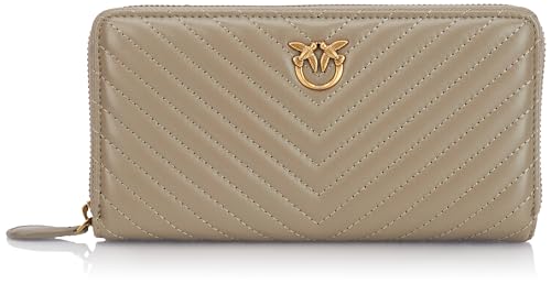 Pinko Damen Ryder Zip Around Sheep Quaste Chevron Reisezubehör-Brieftasche, I68q_Noce-Antique Gold von Pinko