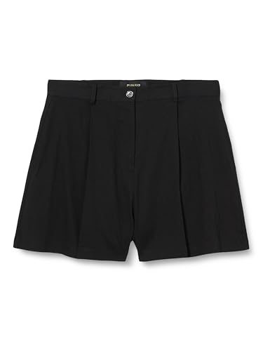 Pinko Damen SORRIDENTE Short LINO Stretch Con BOTTONE EFFETTO Madreperla Badehose, Z99_Nero Limousine, 44 von Pinko