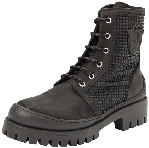 Pinko Damen Salvia Stiefeletten Canvas+Nubuc Springerstiefel, Z99 Schwarz Limousine, 36 EU von Pinko