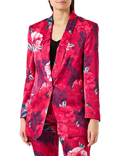 Pinko Damen Sechseckige Satin Print Business-Anzug Jacke, Yn3_Mult.Fuchsia/Rosa, 40 von Pinko