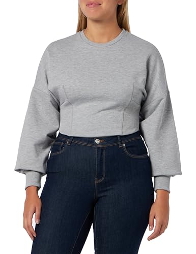 Pinko Damen Sereno Sweatshirt und Rippstrick Henley-Hemd, I42_Grigio Pioggerella, S von Pinko