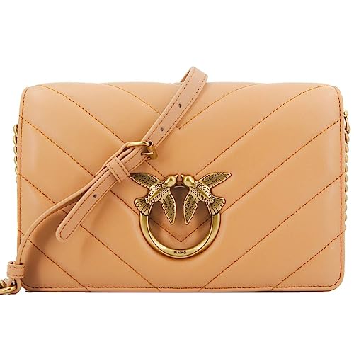 Pinko Damen Sheep Nappa Love Click Classic SCHAFNAPPA, C71Q_Tempesta Sabbia-Antique Gold von Pinko