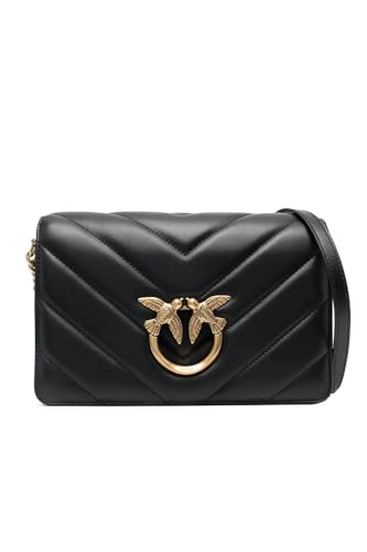 Pinko Damen Sheep Nappa Love Click Classic SCHAFNAPPA, Z99Q_Nero-Antique Gold von Pinko