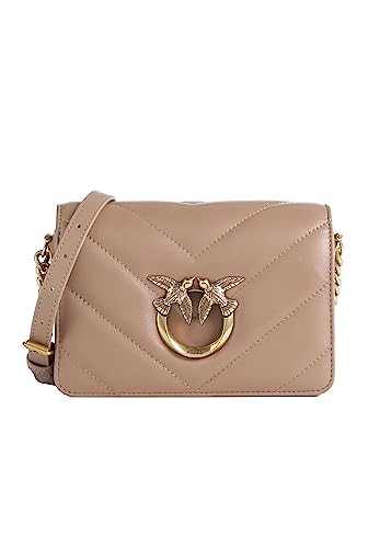 Pinko Damen Sheep Nappa Love Click Mini SCHAFNAPPA BI, D01Q_Biscotto ZENZERO-Antique Gold von Pinko