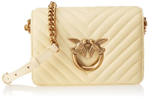 Pinko Damen Sheep Nappa Love Click Mini SCHAFNAPPA CH, C08Q_DOPPIA Panna-Antique Gold von Pinko