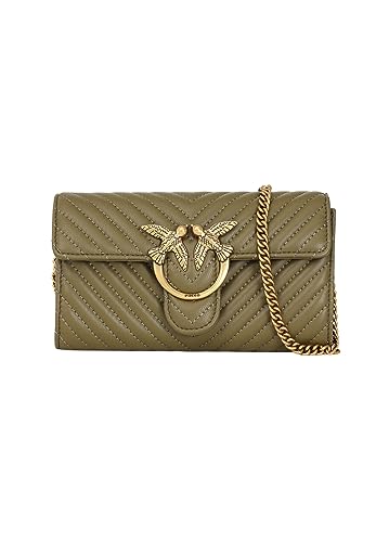 Pinko Damen Sheep Nappa Love ONE Wallet C SCHAFNAPPA, V62Q_Verde ABETE-Antique Gold von Pinko
