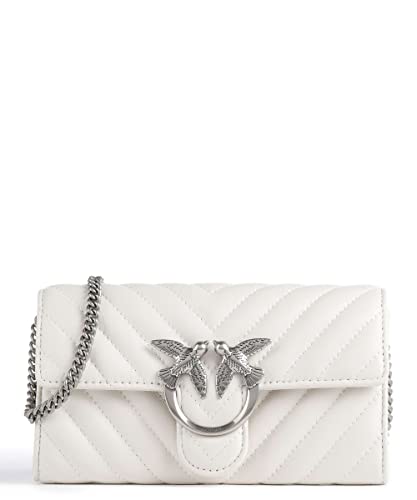 Pinko Damen Sheep Nappa Love ONE Wallet C SCHAFNAPPA, Z14O_Bianco SETA-Old Silver von Pinko