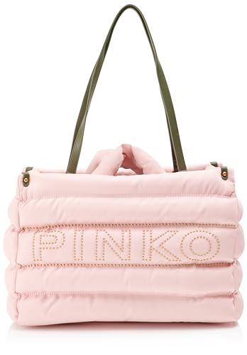 Pinko Damen Shopper aus recyceltem Nylon + MICR Tasche, O81q_Puder-Antique Gold von Pinko