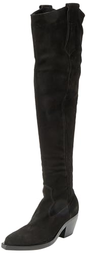 Pinko Damen Strauss Texano Cuissard Suede Westernstiefel, Z99 Schwarz Limousine, 37 EU von Pinko