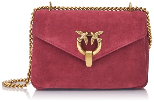 Pinko Damen Suede Cupido Messenger Mini Wildleder, WW5Q_Ribes Intenso-Antique Gold von Pinko