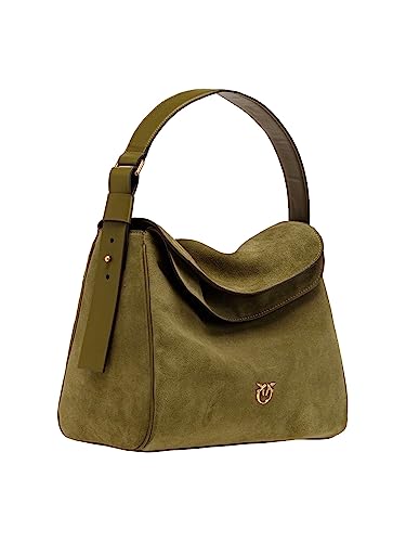 Pinko Damen Suede Leaf HOBO Big Wildleder, V62Q_Verde ABETE-Antique Gold von Pinko