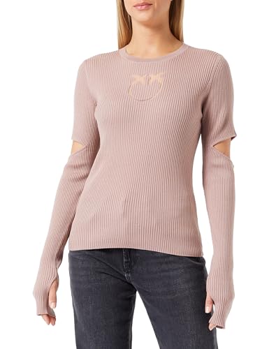 Pinko Damen TRICHECO Maglia Lana Logo IN T Henley-Hemd, N32_CAFFELATTE CH., von Pinko