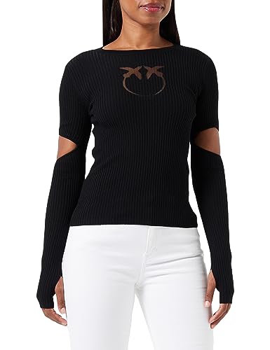 Pinko Damen TRICHECO Maglia Lana Logo IN T Henley-Hemd, Z99_Nero Limousine, von Pinko