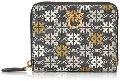 Pinko Damen Taylor Zip Around PVC Logo Print Reisezubehör-Brieftasche, Zm7q_Schwarz/Braun/Weiß.Antike Go von Pinko