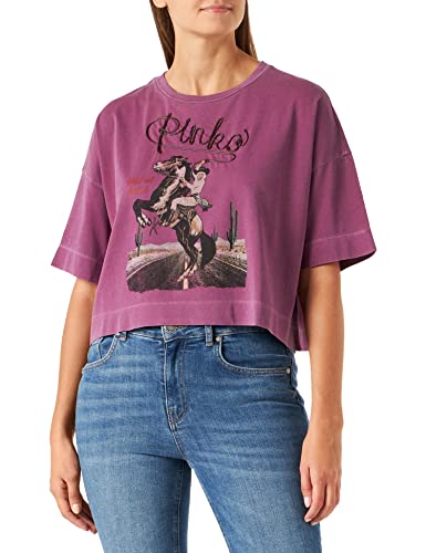 Pinko Damen Teet Jersey Fiammato T-Shirt, W50_Dunkelviolett, X-Small von Pinko