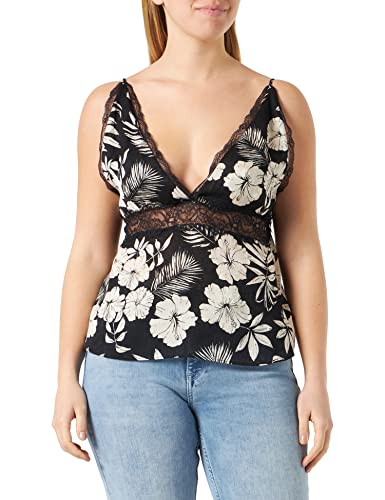 Pinko Damen Top Jaquard Fio Print Unterhemd, zdg_Black/Butter, 44 von Pinko