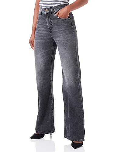 Pinko Damen Wanda Wide Leg Denim FIX Coton Jeans, PJY_LAVAGGIO Vintage Grigio Scuro, von Pinko