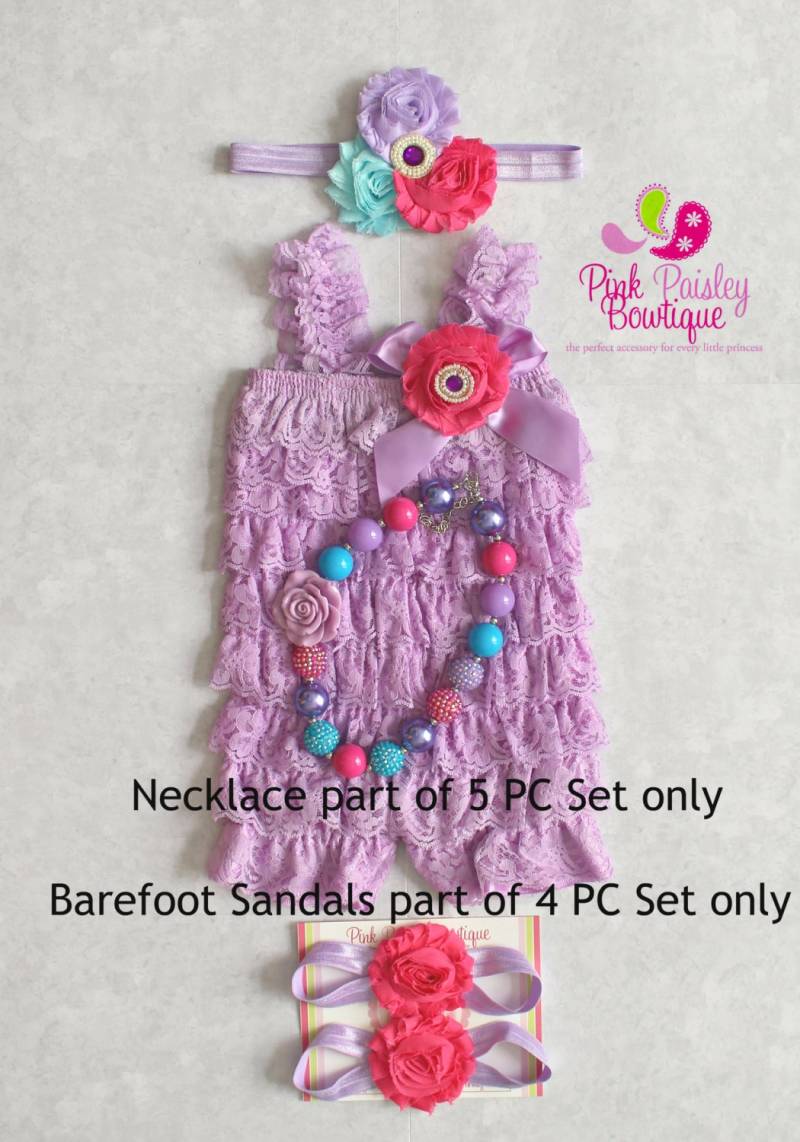 Aqua & Violetter Spitzen-strampler Feen-Outfit, Fotorequisite von Pinkpaisleybowtique