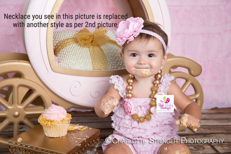 Rosa Spitze Baby Strampler Set Birthday Cake Smash Outfit von Pinkpaisleybowtique