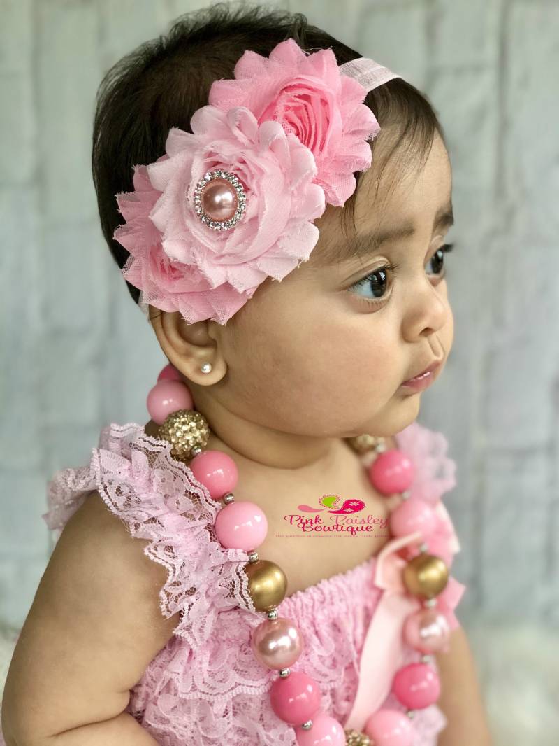Rosa Spitze Strampler Set Baby Mädchen Erster Geburtstag Outfit von Pinkpaisleybowtique
