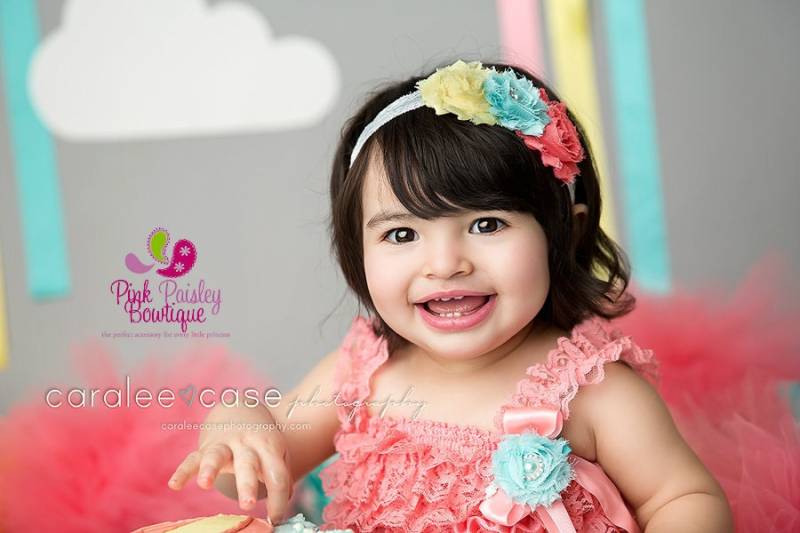 Spitzen Strampler 1. Geburtstag Rüschen Baby Outfit, Shabby Blumen Haarband von Pinkpaisleybowtique