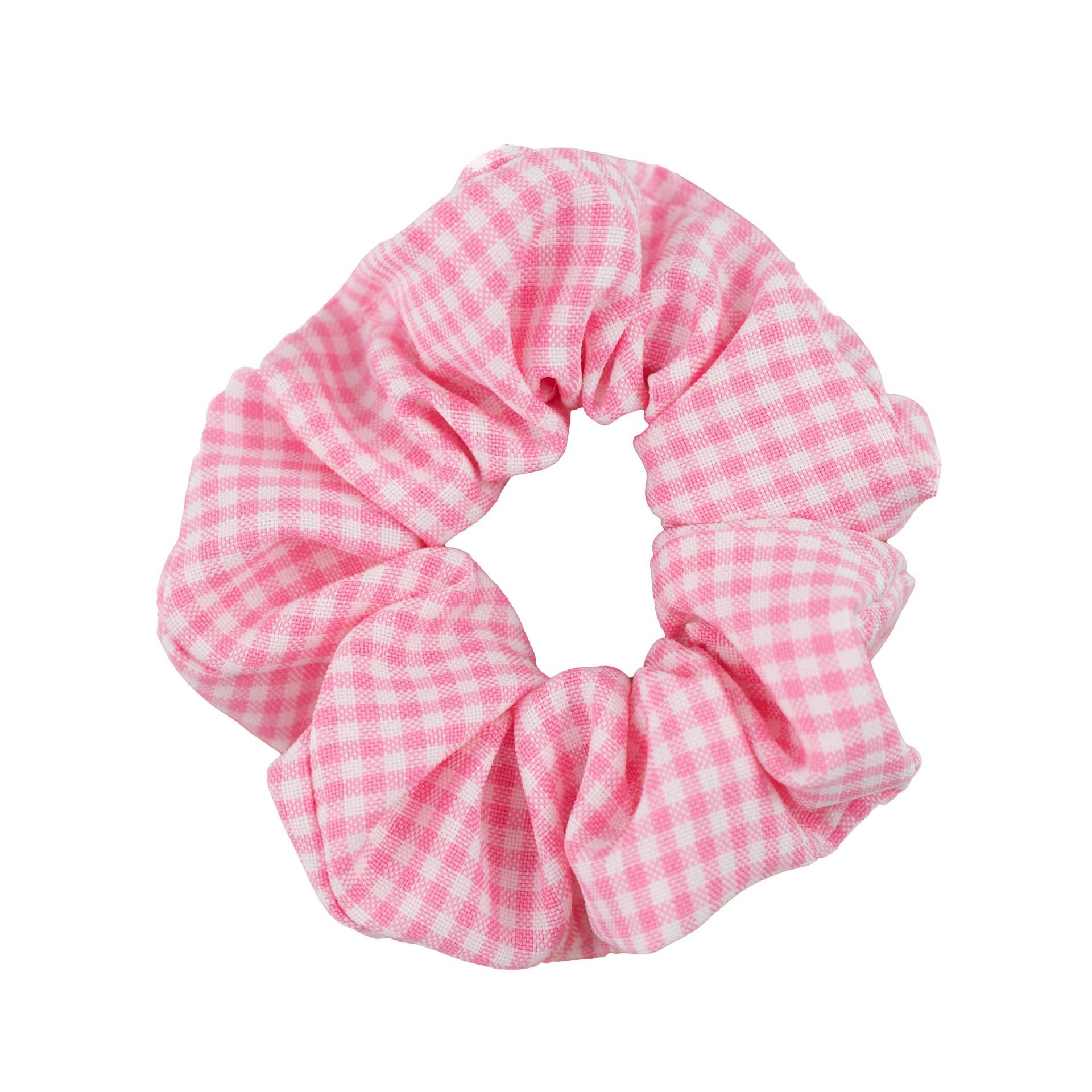 Pinkfarbenes Classic Gingham Scrunchie von Pinkshakeshop