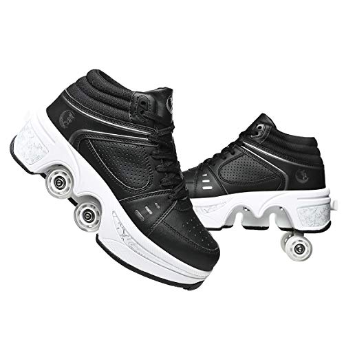 Pinkskattings@ Damen Und Mädchen Rollschuhe Skateboard Schuhe Kinderschuhe Mit Rollen Skate Shoes Rollen Schuhe Sportschuhe Laufschuhe Sneakers Mit Rollen Kinder (Weiß von Pinkskattings@