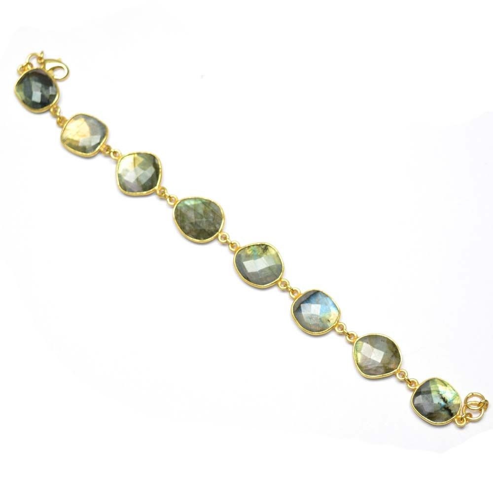 Edelstein Armband, 18K Vergoldetes Heilkristall Lünette Stecker Gliederkette Spiritueller Frieden Energie Kristall Armband von Pinksquaredesign