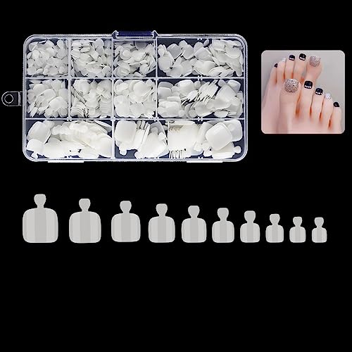 500 Stücke Fußnägel zum Aufkleben, 10 Größen Full Cover Künstliche Fußnägel Tips, Natürliche Zehennägel zum Aufkleben Soft Gel Toenail Tips für Damen Frauen Nails Starter Nagelstudios DIY von Pinkswan