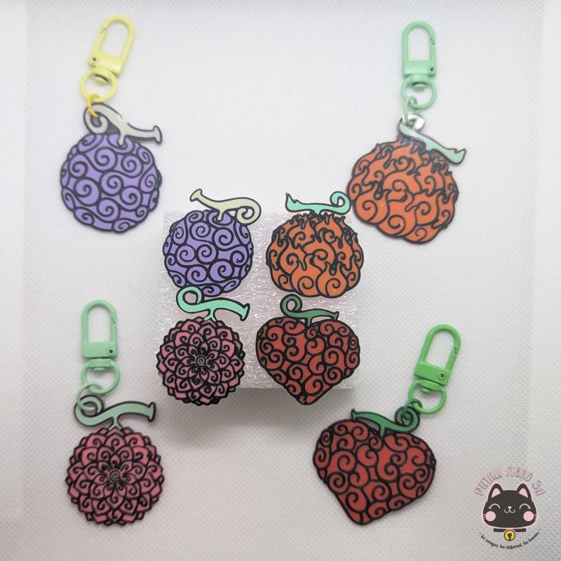 Akuma No Mi Schlüsselanhänger Und Pins One Piece | 3D Druck Manga Geschenk Merch Teufelsfrucht Einteiler Charm Anhänger Niedliche Brosche von PinkuNeko3D