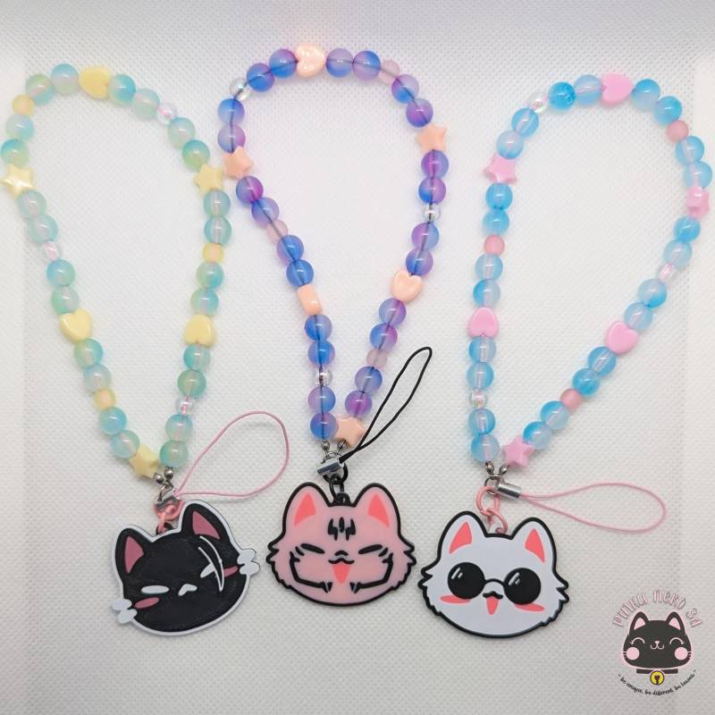 Jujutsu Kaisen Katzen Perlen Handyanhänger | Satoru Gojo, Suguru Geto, Ryomen Sukuna 3D Druck Charm Anhänger Jjk Merch Manga Geschenk von PinkuNeko3D