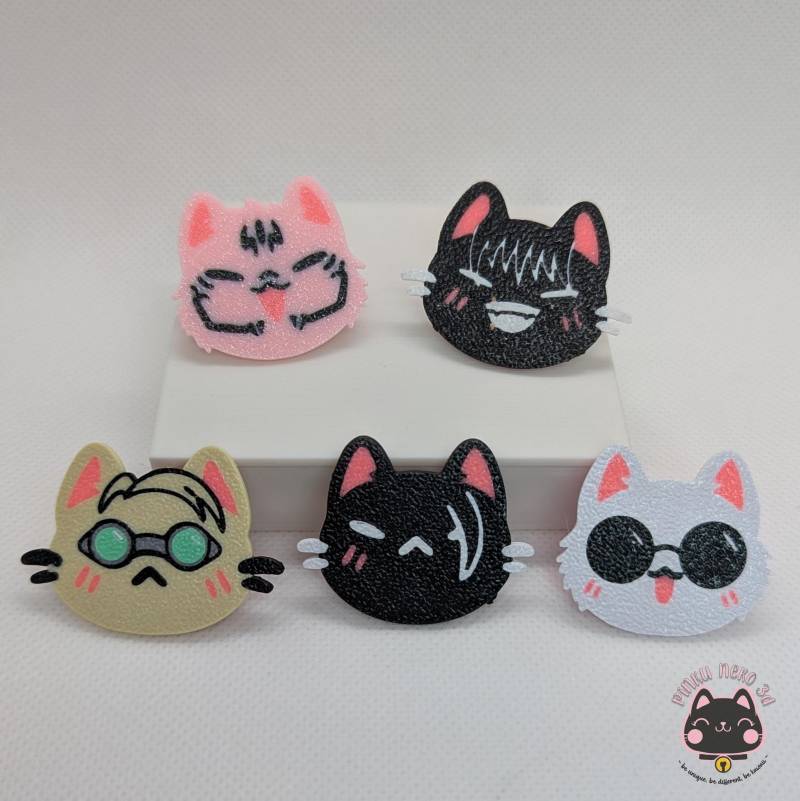Jujutsu Kaisen Pins Neko Style, 3D-Druck, Pla, Jjk Brosche, Anime Anstecknadel, Kawaii Charme, Merch, 3D-Design, Entzückende Accessoires von PinkuNeko3D