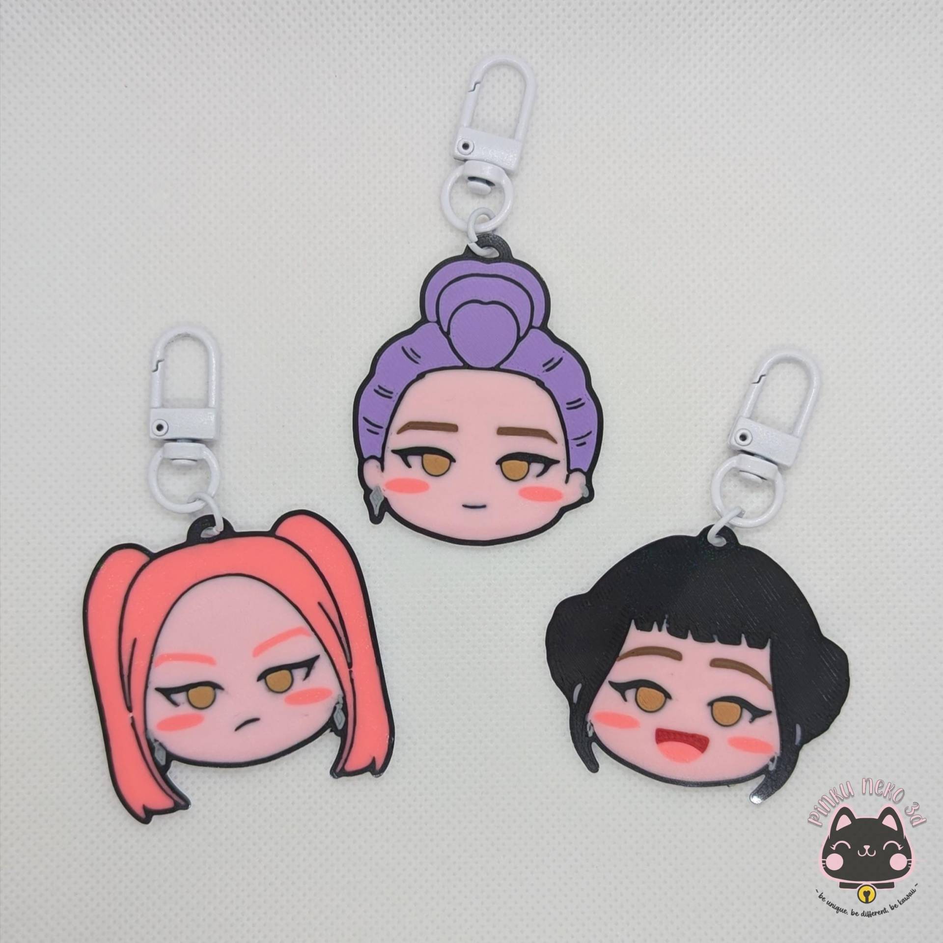 Kpop Dämonenjäger Chibi Schlüsselanhänger | Rumi, Zoey, Mira Kawaii K-Pop Huntr/x Fanart 3D Druck Idole Charme Anime Geschenk von PinkuNeko3D