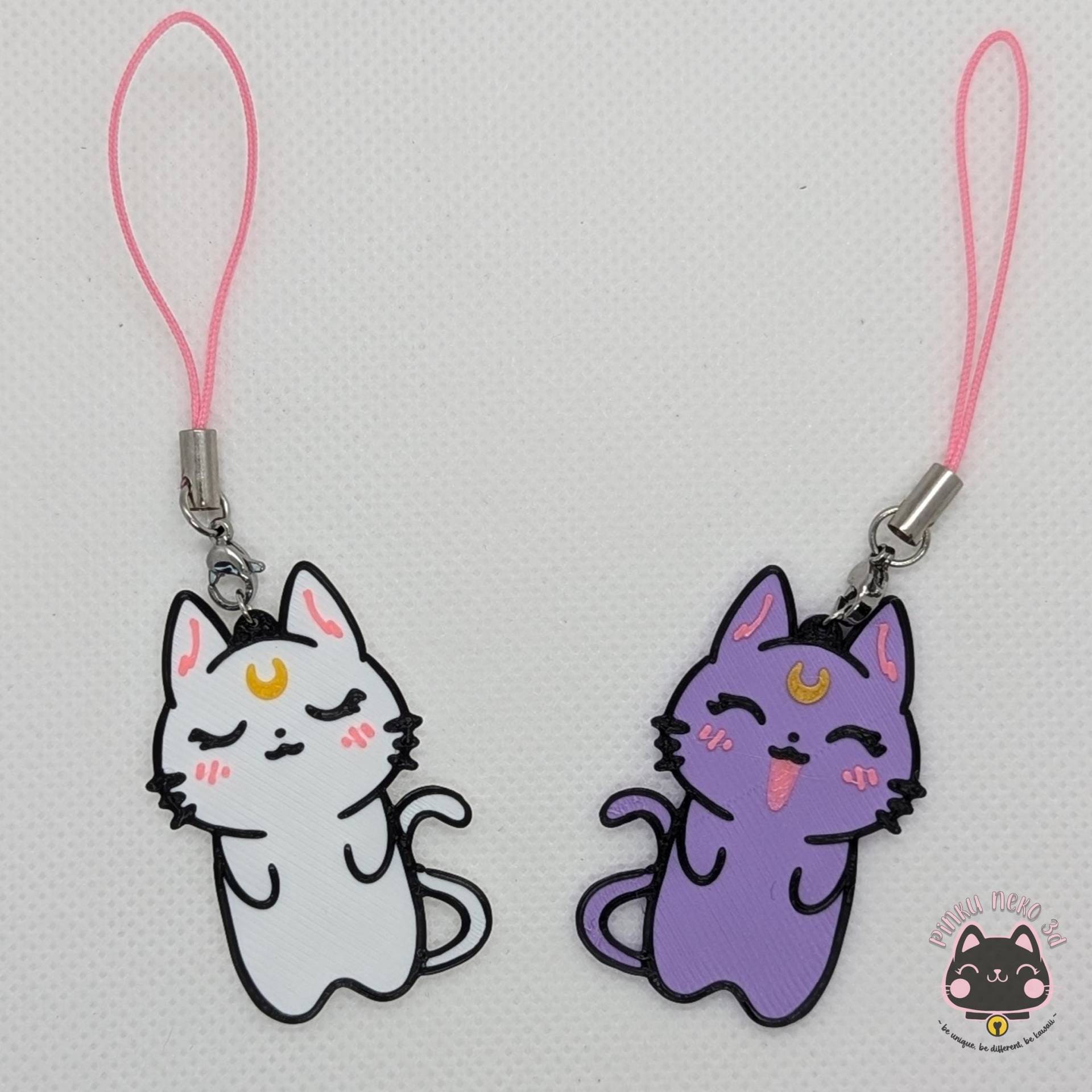 Telefon-Anhänger Magical Guardians Sailor Moon, Luna Und Artemis Schlüsselanhänger, Manga Merch, 3D Design, Druck, Kawaii Charm, Scouts, Pla von PinkuNeko3D