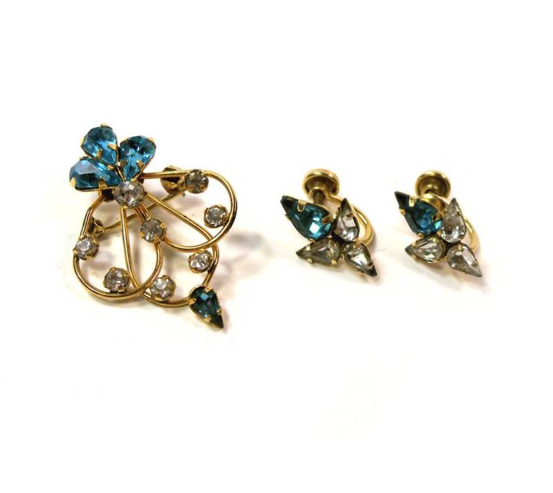 Vintage 50Er Jahre Starart 12K Gold Gefüllt Strassbrosche Oder Anhänger Mit Ohrringe Set Vintage 50Er Jahre Starart 12K Gold Gefüllt Strassbrosche Oder Anhänger Mit Ohrringe Set von PinkyAGoGo