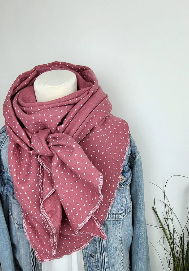 Musselintuch in Altrose, Musselin Sommerkollektion, Dreieckstuch, Musselinschal, Leichtes Halstuch, Altrose Gepunktet von PinkysWelt