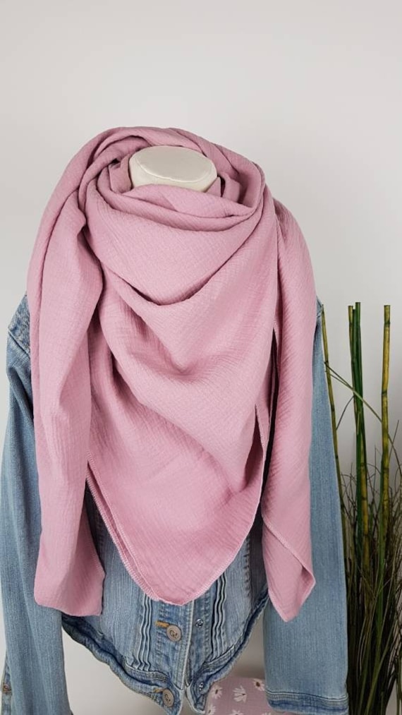 Musselintuch in Rosa, Dreieckstuch Aus Musselin, Musselin Schal, Halstuch Uni Rosa von PinkysWelt