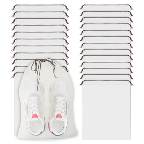 26 Stück Schuhbeutel Aufbewahrungsbeutel 30 x 40 cm transparente Schuhbeutel mit Seil staubdichte Tasche Unterwäsche Tasche Reise Aufbewahrungstasche für Männer und Frauen, durchsichtig, Universell von Pinleita