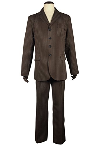 Pinlian Braune Nadelstreifen-Anzug-Blazer Hose Halloween Cosplay Kostüm Männlich L von Pinlian