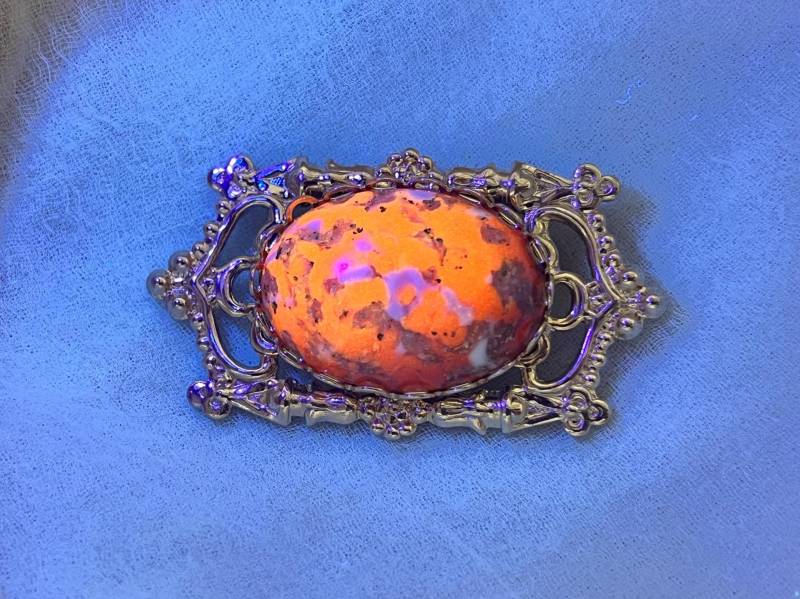Vintage Gemischte Gold Cadmium Rot Glasstein Pin Verzierten Anstecknadel Vergoldet Brosche Hippie Boho Etwas Altes Hochzeit Braut Geschenk Mutter von PinoMagic