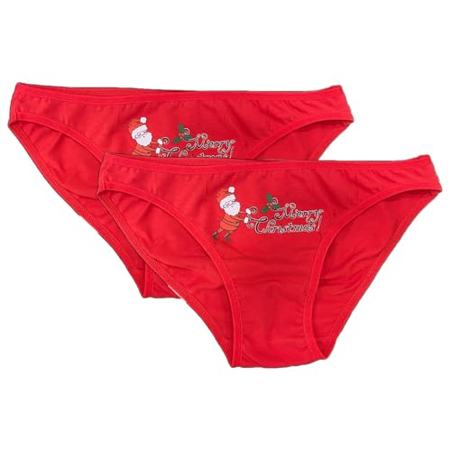 Pinochukka Damen-Slip, Motiv: Merry Christmas, roter Weihnachtsmann-Druck, einfarbig, Bikini-Stil, Dessous, Unterwäsche, rot, M Pinochukka Damen-Slip, Motiv: Merry Christmas, roter Weihnachtsmann-Druck, einfarbig, Bikini-Stil, Dessous, Unterwäsche, rot, M von Pinochukka