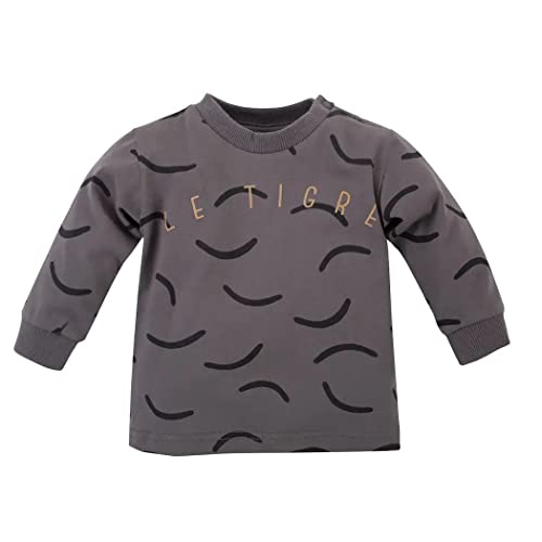 Pinokio Baby Blouse Long Sleeve Le Tigre, 95% Coton 5% Elastane Graphite with Tiger Stripes, Boys Gr. 62-104 (80) von Pinokio