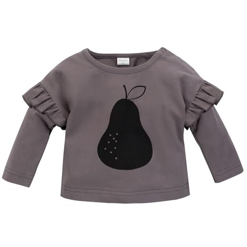 Pinokio Baby Blouse Long Sleeve Tres Bien, 95% Cotton 5% Elastane, Graphite pear Flounce, Girls Gr. 62-104 (74) von Pinokio