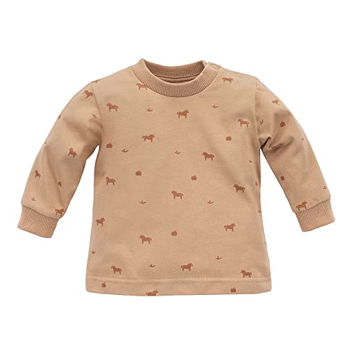 Pinokio Baby Blouse Long Sleeve Wooden Pony, 95% Organic Cotton 5% Elastane, bejge Pony, Unisex Gr. 62-86 (80) von Pinokio