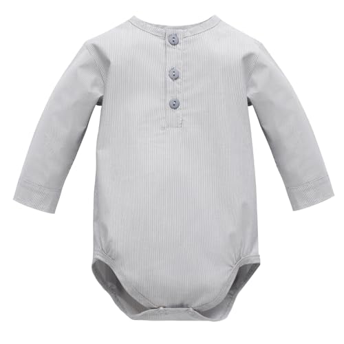 Pinokio Baby - Jungen Bodysuit Long Sleeve Polo Wooven Pinokio Underwear, Grey Charlie, 80 EU von Pinokio